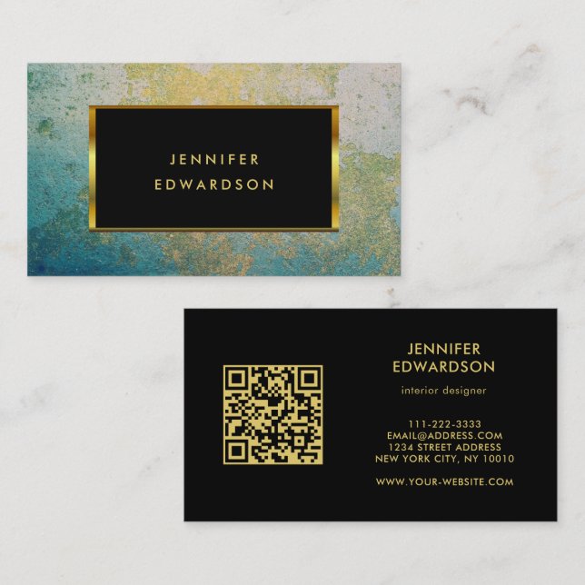 QR-Code für aquamarinen und Goldstein beruflich Visitenkarte (Vorne/Hinten)