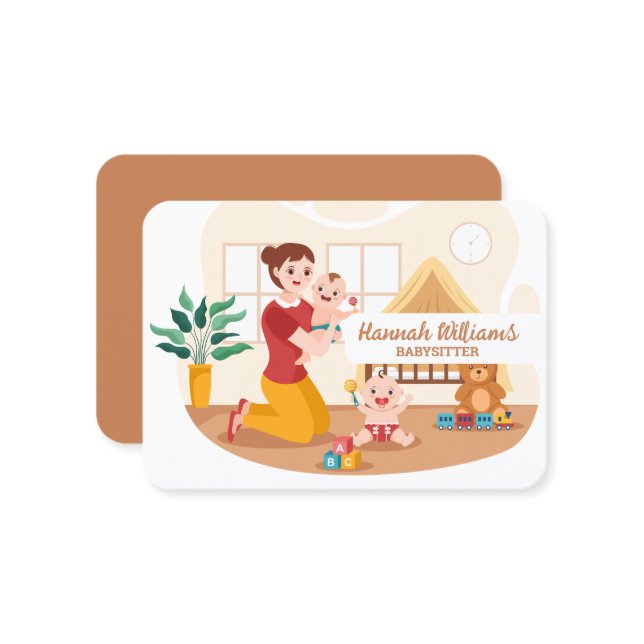 QR-Code für Babysitter-Dienste Visitenkarte (Vorderseite/Rückseite Beispiel)