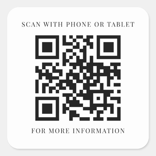 QR-Code für benutzerdefinierte Geschäftsinformatio Quadratischer Aufkleber (Vorderseite)