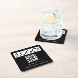 QR-Code für benutzerdefiniertes Firmenlogo - Promo Rechteckiger Pappuntersetzer