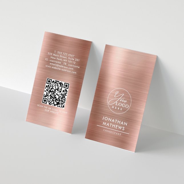 QR-Code für beruflich gebürstete Rose-Gold-Logos Visitenkarte (Von Creator hochgeladen)