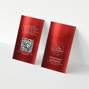 QR-Code für beruflich gebürstetes Metallisches Rot Visitenkarte