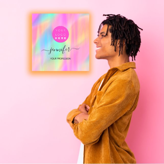 QR-Code für berufliche Makeup-Boutique Quadratische Visitenkarte (Professional Makeup Boutique Logo QR Code Pink Square Business Card)