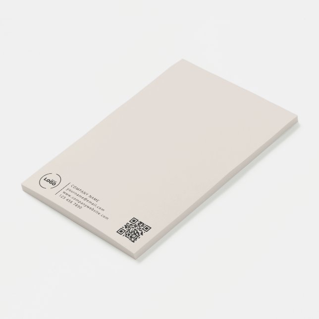 QR-Code für berufliche, moderne Unternehmen Beige Post-it Klebezettel (angewinkelt)