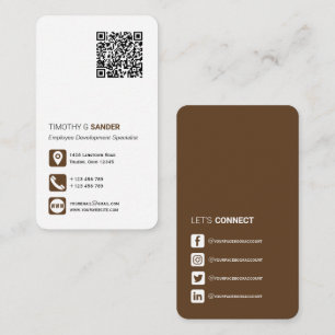 QR-Code für berufliche soziale Medien braun Visitenkarte