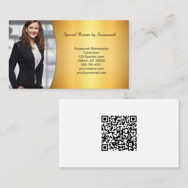 QR-Code für berufliches geflamtes Gold, kundenspez Visitenkarte (Vorne/Hinten)