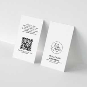 QR-Code für berufliches Schlichtes weißes Logo Visitenkarte