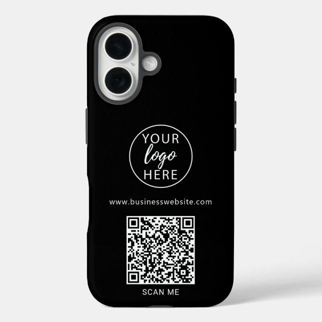 QR-Code für Black Business-Logos iPhone 16 Hülle (Rückseite)