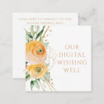 QR-Code für Blumenhochzeit Begleitkarte<br><div class="desc">Digital Wishing Well Honeymoon Fund QR Code Elegant Floral Wedding Modern Wedding Enclosure Cards bietet elegante orange und gelbe Blumen mit Grün und goldenen Glitzer Akzente auf einem weißen Hintergrund. Personalisieren Sie mit Ihrem individuellen QR-Code für eine einfache Bezahlung für Spenden Ihrer digitalen Wünsche durch Hinzufügen der Zahlung URL (PayPal,...</div>