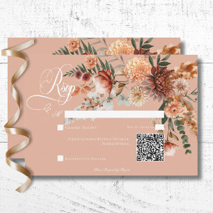 QR-Code für Boho Peach & Rust Peach Blush RSVP Karte