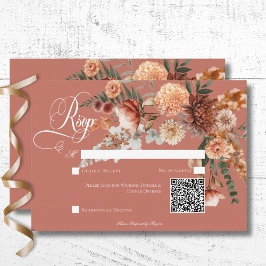 QR-Code für Boho Peach & Rust RSVP Karte