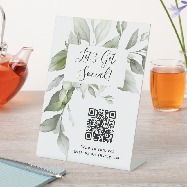 QR-Code für botanische soziale Medien Sockelschild (In Situ)