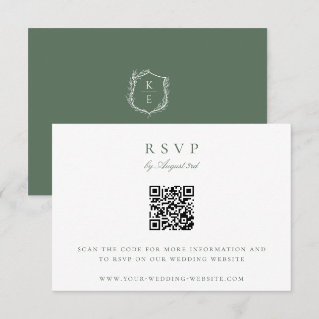 QR-Code für Botanisches Wappen-Monogramm-Hochzeit  Einladung (Vorne/Hinten)
