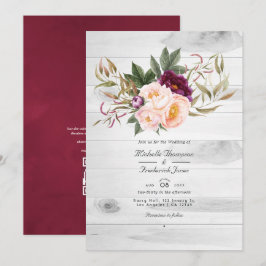 QR-Code für Burgund und Peach Rustic Floral Weddin Einladung