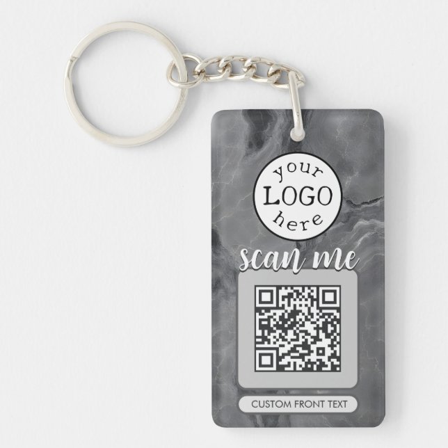 QR-Code für Business Elegant Gray Marble Schlüsselanhänger (Vorderseite)