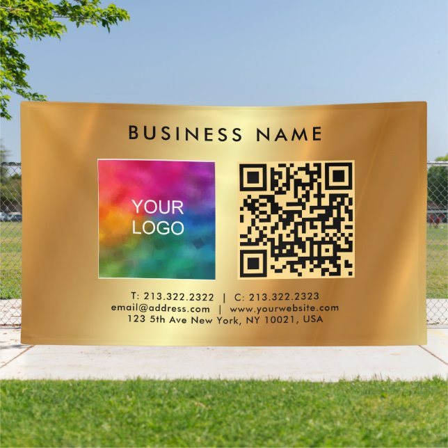 QR-Code für Business-Logos Gold Außenwerbung Banner (Außenbereich)