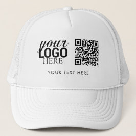 QR-Code für Business-Logos und Mitarbeiter im Text Truckerkappe
