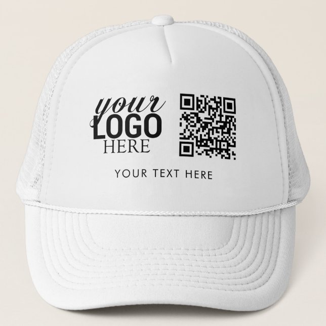 QR-Code für Business-Logos und Mitarbeiter im Text Truckerkappe (Vorderseite)