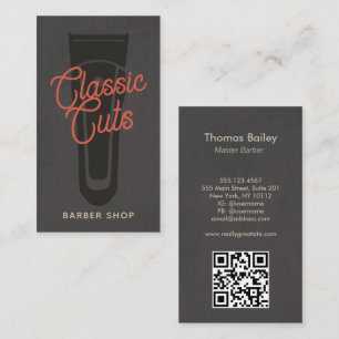 QR-Code für coolen Vintagen Barberladen Visitenkarte