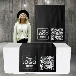 QR-Code für das Business-Logo des Black Table Runn Wandteppich