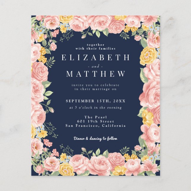 QR-Code für das Foto Navy Blue Floral Wildblume Flyer (Vorne)