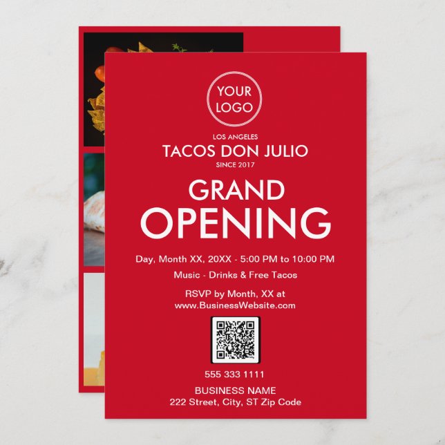 QR-Code für das Großformat Opening Modern Red Busi Einladung (Vorne/Hinten)