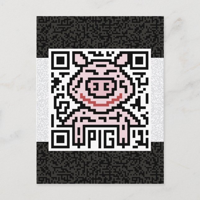 QR Code für das Schwein Postkarte (Vorderseite)