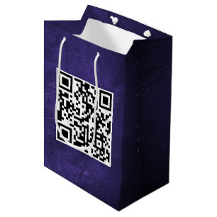 QR-Code für den Geburtstag bei Lila Leder Mittlere Geschenktüte