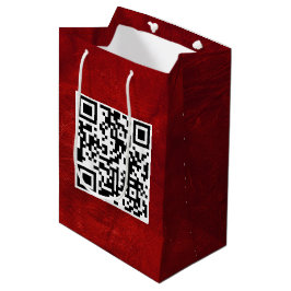 QR-Code für den Geburtstag von Rotem Leder Mittlere Geschenktüte