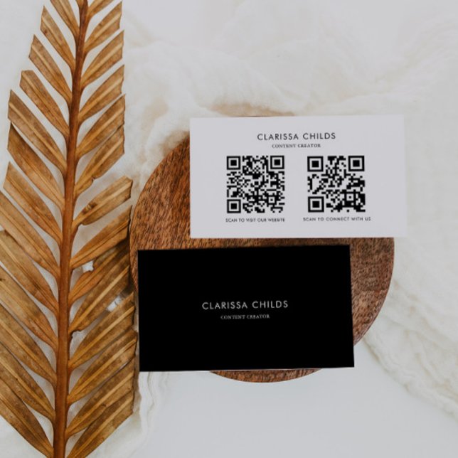 Qr-Code für den Schwarz-weißen Inhaltsersteller Visitenkarte (Von Creator hochgeladen)