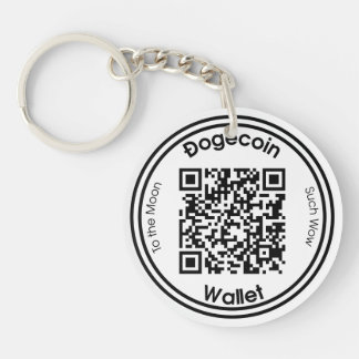 QR-Code für Dogecoin-Brieftasche - Runder Schlüsse Schlüsselanhänger
