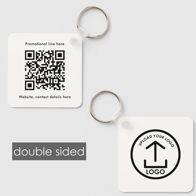 QR-Code für doppelseitige Firmenlogos Schlüsselanhänger (Double Sided Business Logo Text Promo QR Code Keychain)