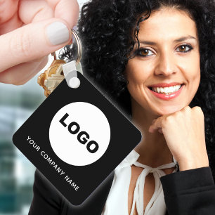 QR-Code für einfache Black Business Company Schlüsselanhänger