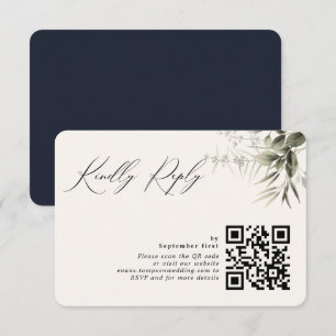 QR-Code für einfache Grünflächen Botanische Dunkle RSVP Karte