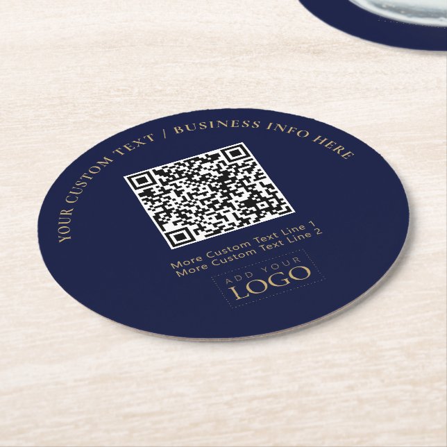 QR-Code für einfache Markenbezeichnungen Runder Pappuntersetzer (Angewinkelt)