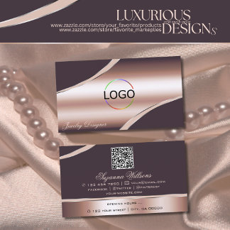 QR-Code für elegante Rose-Gold-gekrönte Dekorlinie Visitenkarte
