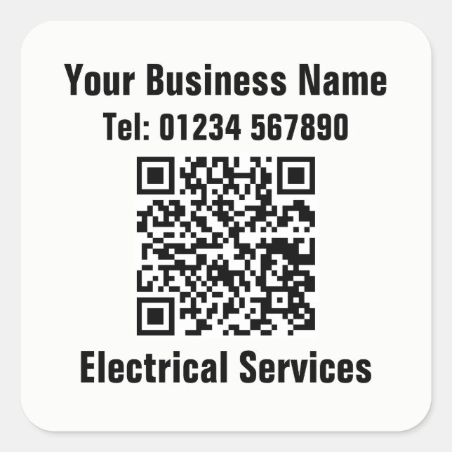 QR-Code für elektrische Dienstleistungen Quadratischer Aufkleber (Vorderseite)