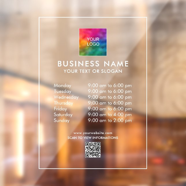 QR-Code für Firmenlogo für Geschäftszeiten Fensteraufkleber (Blatt 2)
