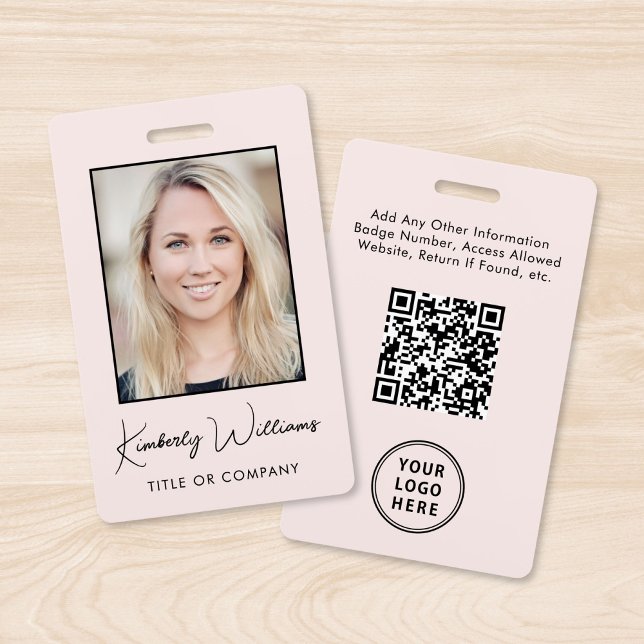 QR-Code für Geschäftsleute Pink-Foto-ID Ausweis (Von Creator hochgeladen)