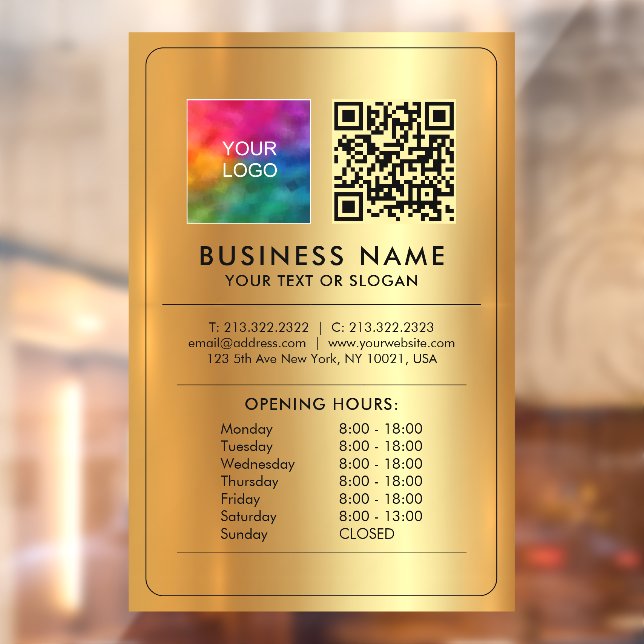 QR-Code für Geschäftslogos - Öffnungszeiten Imitat Fensteraufkleber (Blatt 2)