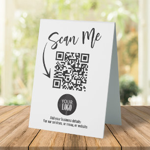 QR-Code für Geschäftstafeln Moderner Logo-Scan Me Tischaufsteller