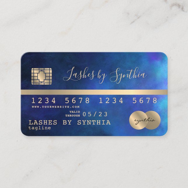 QR-Code für Gold und Navy mit Kreditkarte Visitenkarte (Vorderseite)