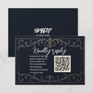 QR-Code für Hochzeiten der RSVP-Karte für Navy RSVP Karte