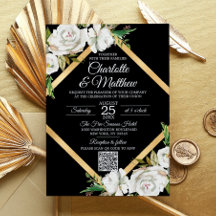 QR-Code für Hochzeiten mit weißem schwarzem Gold