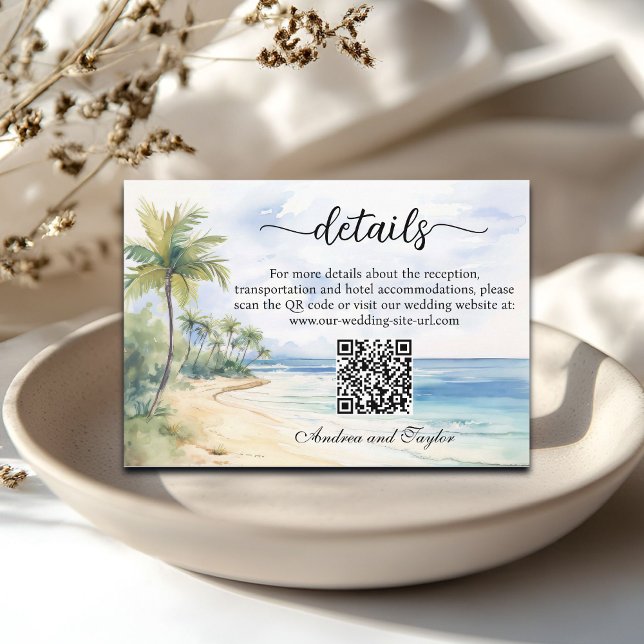 QR-Code für Hochzeiten von Strand und Palmen Begleitkarte (Von Creator hochgeladen)