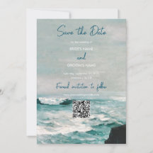 QR-Code für Hochzeiten von Wasserfarben-Ocean-Mono