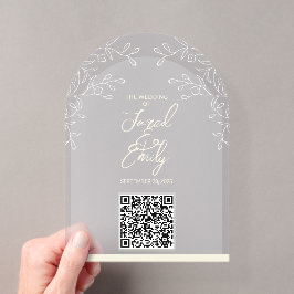 QR-Code für Hochzeitsfeiern im Blumengestein Acryleinladungen