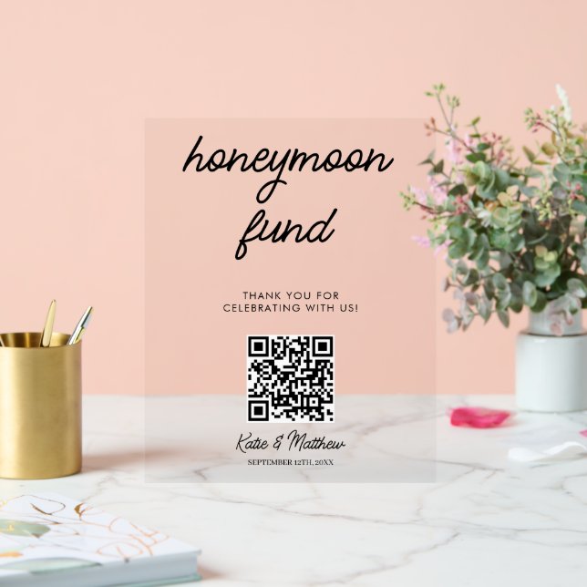 QR-Code für Hochzeitsflitterwochen Acrylschild (Hochzeit)