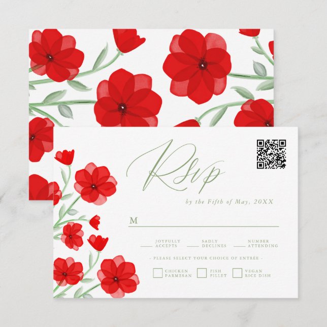 QR-Code für Hochzeitsradarkarte für Wasserfarben RSVP Karte (Vorne/Hinten)