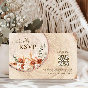 QR-Code für Holzschnitt RSVP-Karte für rustikale H RSVP Karte